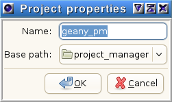 Geany Project Manager project properties